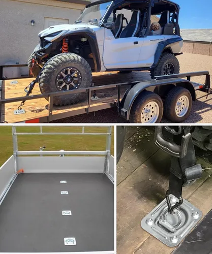 Miniatura 6 de Anclajes de amarre de anillo en D empotrados, paquete de 4 (6,000 libras), amarres de piso de remolque resistentes y puntos de anclaje para asegurar