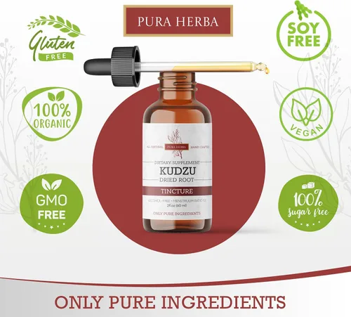 Miniatura 3 de Pura Herba Extracto orgánico de raíz de Kudzu – Sin alcohol, suplemento vegano para apoyo al alcohol – 2 onzas líquidas – Sin OMG, fabricado