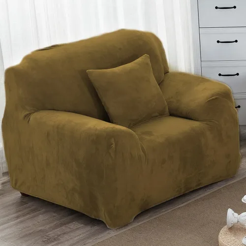 Miniatura 30 de vctops Funda elástica para sofá de 4 plazas de terciopelo de felpa, 1 pieza, con parte inferior elástica, protector de muebles suave y esponjoso