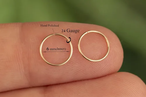 Miniatura 132 de Aretes de aro de oro de plata – Aretes de aro para mujer, dos piezas de aros de plata fina rellenos de oro, aro de hélice, anillo de tragus, aro