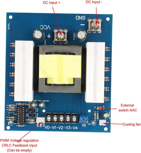 Miniatura 5 de Placa de módulo inversor profesional de 1000 W, convertidor de impulso inversor, transformador, potencia de alta frecuencia, CC 12 V 24 V a CA 18 V