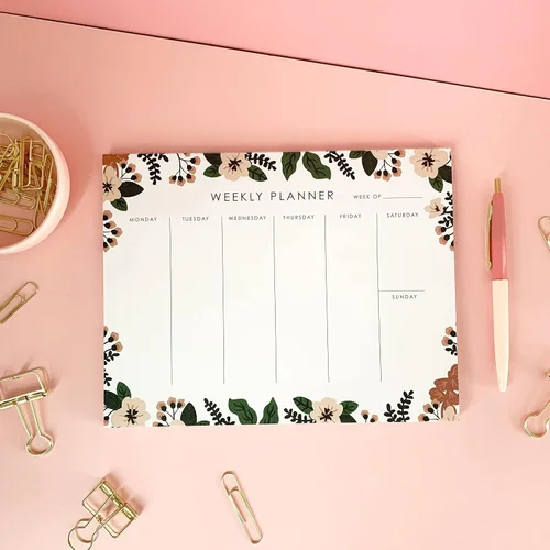 Miniatura 5 de Bloc de notas de planificador semanal, 9 x 7 pulgadas, 52 hojas extraíbles, planificador de escritorio sin fecha, calendario y organizador