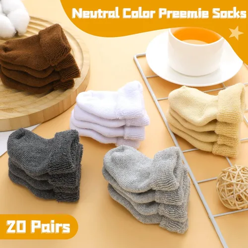 Miniatura 11 de Janmercy 20 Pair Preemie Socks Baby Boy Girls Newborn Premature Terry Cotton Socks for Unisex Baby