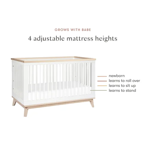 Miniatura 8 de Babyletto Scoot 3 en 1 cuna convertible con kit de conversión de cama infantil, Cuna Blanco y natural.