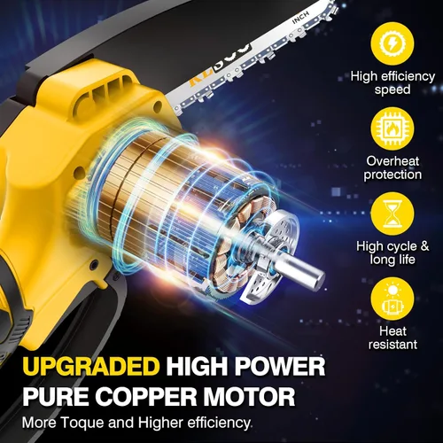 Miniatura 3 de Mini motosierra inalámbrica, RLSOO motosierra eléctrica de 6 pulgadas, recortadora de cadena pequeña portátil de mano para cortar madera, poda