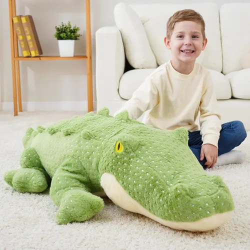 Miniatura 5 de Animales de peluche de cocodrilo gigante, animales de peluche de cocodrilo gigante, juguete de peluche de cocodrilo grande de 52 pulgadas, enorme