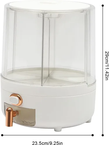 Miniatura 3 de Dispensador de arroz, dispensador de cereales giratorio de 360° con tapa, organizador de almacenamiento de granos para encimera de cocina, alimentos