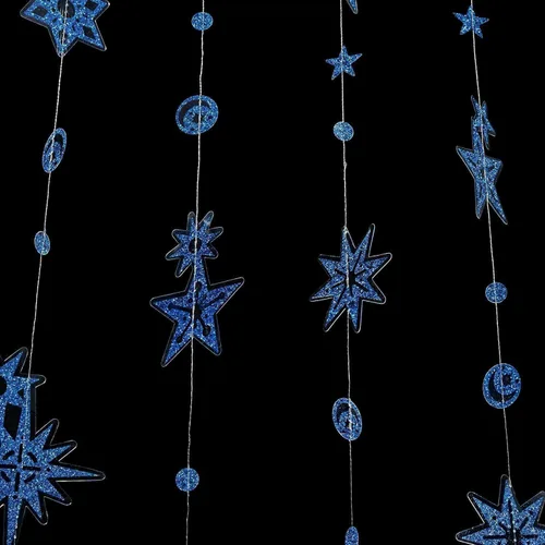 Miniatura 6 de Cheerland Guirnalda de Purpurina de Estrella y Luna Azul Decoraciones de Fiesta País de las Maravillas Invernal Baby Shower Serpentinas al Aire