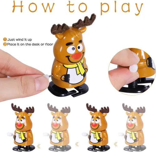 Miniatura 7 de Max Fun Surtido de 12 juguetes navideños para rellenar bolsas de regalos de fiesta de Navidad (juguetes de cuerda navideña)