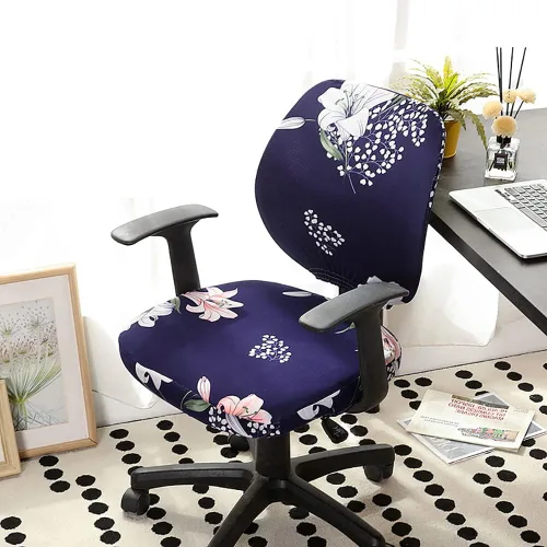 Miniatura 10 de LINGXIYA Funda de asiento elástica dividida, fundas para silla de computadora de oficina, funda de silla giratoria impresa, fundas protectoras B