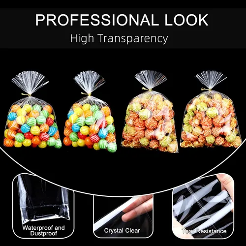 Miniatura 4 de OYAVISR Bolsas transparentes para caramelos, 200 unidades, celofán de 5 x 7 pulgadas, regalo de fiesta, dulces, pasteles, bolsas de manzana, celofán