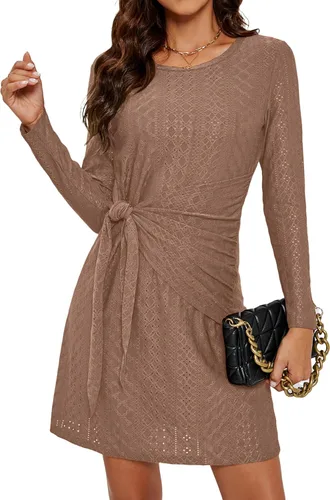 Blooming Jelly Vestidos de trabajo para mujer, vestido tipo camiseta, vestido de manga corta, con ojales, vestidos casuales de otoño 2023