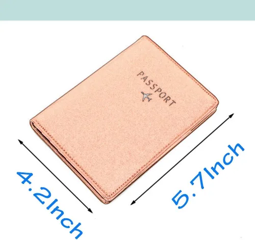 Miniatura 4 de AIIGOU Cartera de viaje de cuero para pasaporte con bloqueo RFID, funda de cuero para tarjetas, Rosado