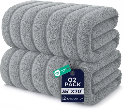 Miniatura 33 de DAN RIVER Paquete de 1 toalla de baño jumbo de 40 x 80 pulgadas, toallas de baño extragrandes de secado rápido para baño, toallas suaves y Verde