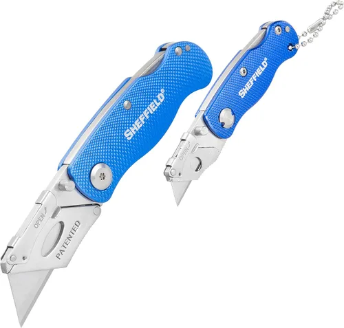 Miniatura 10 de Sheffield 12514 Cuchillo Utilitario Plegable Paquete de 3, Rellenos para Calcetines, Regalos para Hombres, Regalos para Papá, Hojas de Cuchillo