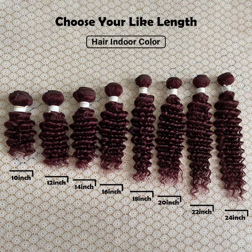 Miniatura 7 de Paquete de cabello humano virgen brasileño de 12 pulgadas, color borgoña 99j, extensiones de cabello humano virgen brasileño para mujeres