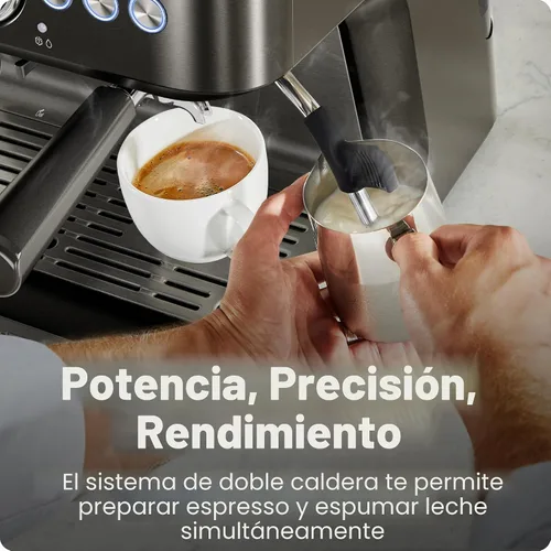 Miniatura 3 de Chefman Crema Deluxe - Máquina de café expreso con doble caldera, utiliza espumador de leche y café espresso simultáneamente, cafetera profesional
