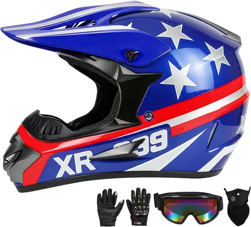 Miniatura 10 de Youth Kids Motocross Helmet, DOT Certified,ATV Dirt Bike Motorcycle, BMX 4-Wheeler Off-Road Mountain Bike,W/Gloves Goggles Mask