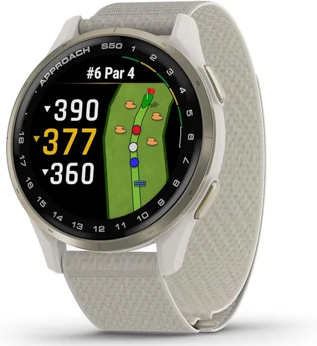 Miniatura 2 de Garmin 010-03010-01 Approach S50, reloj inteligente avanzado con GPS de golf, pantalla AMOLED, paquete de características en el campo con paquete