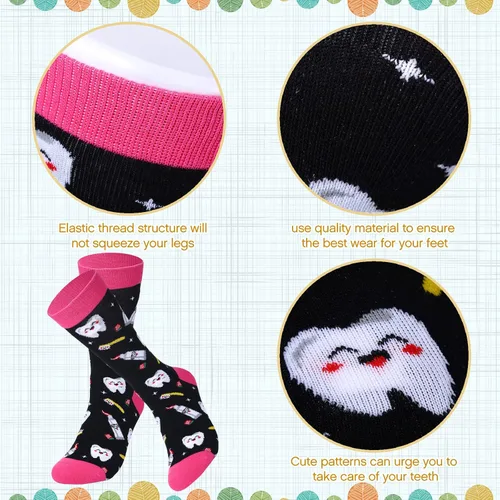 Miniatura 2 de 3 pares de calcetines para enfermeras dentales para mujer, novedosos dentistas, asistentes dentales, calcetines lindos para médicos, enfermeras