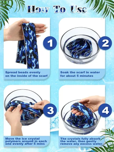 Miniatura 3 de Janmercy 10 unidades de teñido anudado para el cuello, bufandas refrescantes, bandanas de hielo de verano para hombres y mujeres, camping, correr
