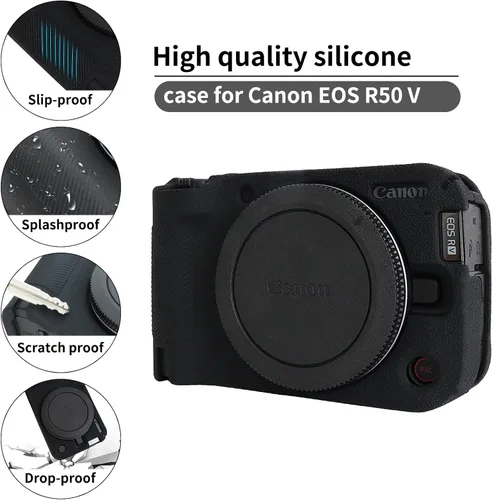 Miniatura 4 de Rieibi Funda de silicona para cámara Canon EOS R50 V, funda protectora suave para cámara Canon EOS R50V, accesorios con 2 protectores de pantalla