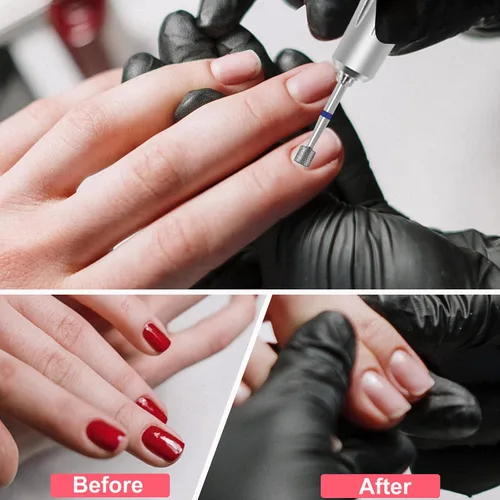 Miniatura 5 de Broca de uñas de diamante de 3/32 pulgadas, broca profesional de forma cilíndrica plana para uñas de gel acrílico, manicura seca, pedicura