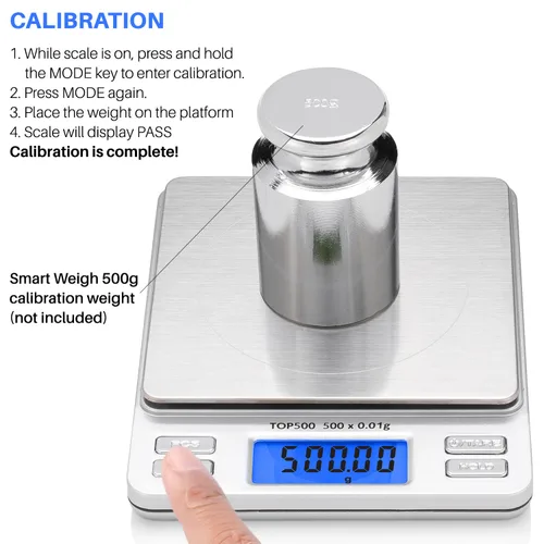 Miniatura 6 de Smart Weigh Báscula digital Pro de bolsillo 17.64 oz x 0.00 oz – 6 unidades: g, oz, gn, ozt, DWT, ct – Alta precisión para cocina, hierbas y joyas