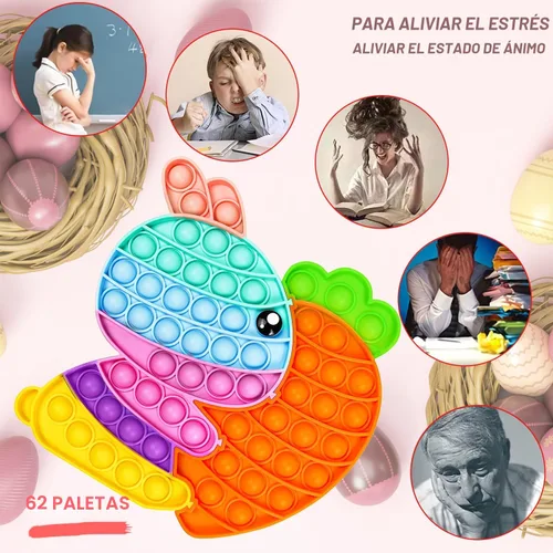 Miniatura 7 de Juguete sensorial para ansiedad de conejo de Pascua, juguete sensorial de burbujas para reventar burbujas, rompecabezas popper, regalos de Pascua