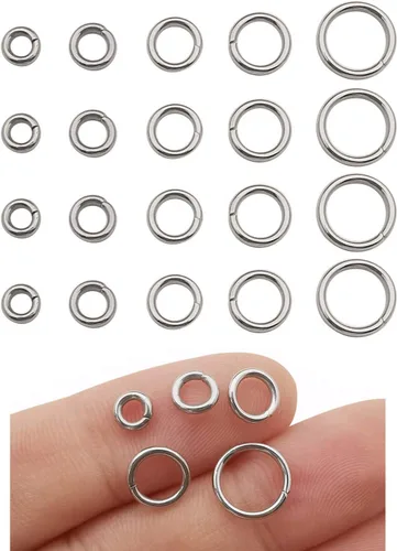 Miniatura 7 de 1200 anillos de acero inoxidable mixtos de 0.157 in, 0.197 in, 0.236 in, 0.276 in, anillos de salto para hacer joyas, collares, pulseras, aretes
