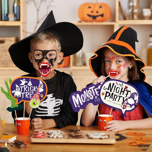 Miniatura 8 de KatchOn, Juego de accesorios para cabina de fotos de Halloween, paquete grande de 24, accesorios de fotos de Feliz Halloween para sesión de fotos