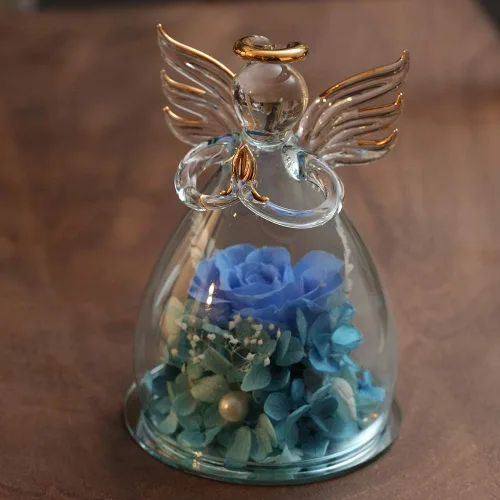 Miniatura 8 de ANLUNOB - Flores preservadas, regalos de cumpleaños y Navidad para mujeres, ángeles con bonitas rosas azules para regalos de boda y Acción de Gracias