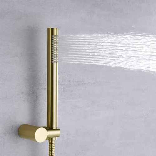 Miniatura 4 de sumerain - Sistema de grifo de ducha de oro cepillado con cabezal de ducha de lluvia de alta presión de 8 pulgadas y ducha de mano de latón, cuerpo