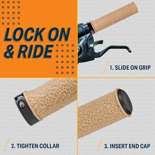 Miniatura 4 de Bikeroo MTB Handlebar Grips - Bicycle Replacement Accessories W/Lock-On Non-Slip Collars & Aluminum Stability Caps - Textured Comfort Design for
