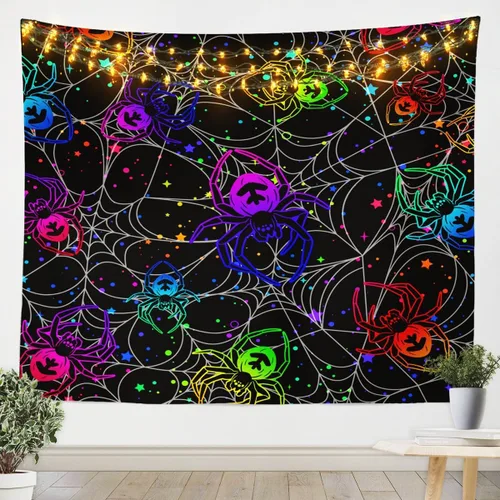 Miniatura 26 de Feelyou Halloween Wall Art for Bedroom Living Room Cartoon Ghost Tapestry Decoration for Kids Boys Girls Red Tapestry Wall Hanging Ghost Festival