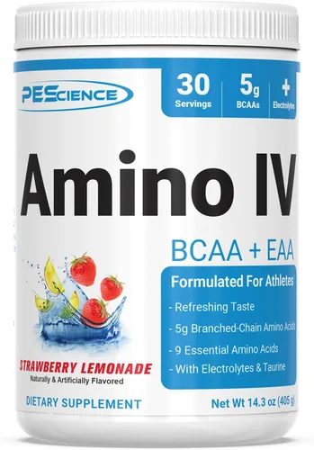 Miniatura 10 de PEScience Amino IV, manzana verde agria, 60 cucharadas, BCAA y polvo EAA con electrolitos