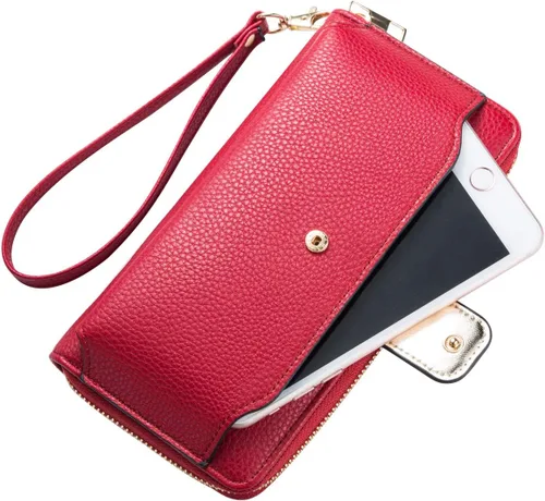 Miniatura 2 de Cartera de pulsera para mujer con soporte para teléfono celular con cremallera alrededor del bolso