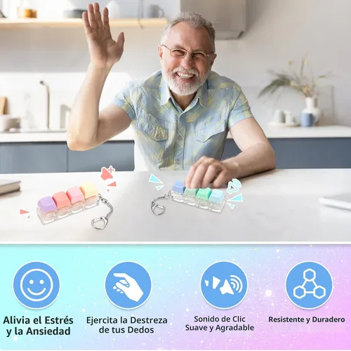 Miniatura 5 de Teclado Juguetes para la ansiedad, 2 piezas Teclado para la ansiedad silencioso Juguetes para la ansiedad Clicker Juguetes para la ansiedad Llavero