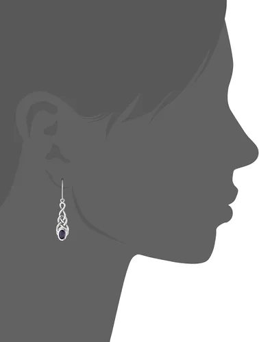 Miniatura 3 de Tienda Collection Sterling Silver Gemstones Celtic Knot Linear Drop Earrings