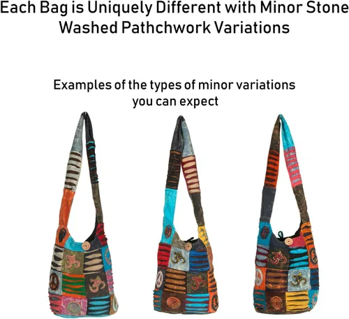 Miniatura 5 de Hobo - Bolso de hombro colorido para mujer, estilo hippie, bohemio (paz)
