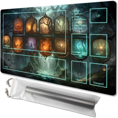 Miniatura 39 de Tapete de juego MTG tamaño 24x14 pulgadas, bolsas de almacenamiento gratuitas, respaldo antideslizante, impresión, ideal para entusiastas