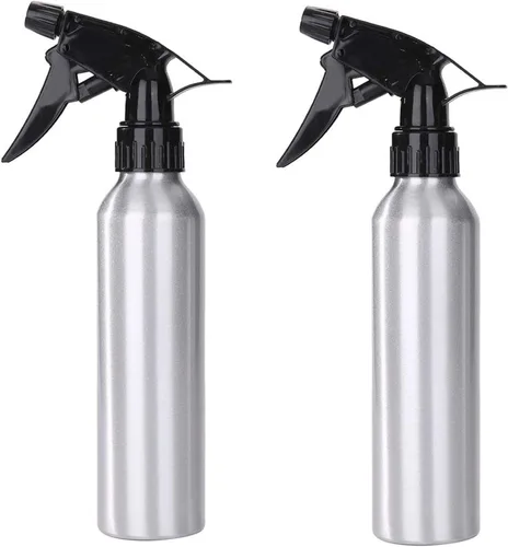 JinYan Botella de spray de aluminio vacía de 8.5 fl oz, 2 unidades de pulverizador confiable, botellas de atomizador vacías para peluquería,