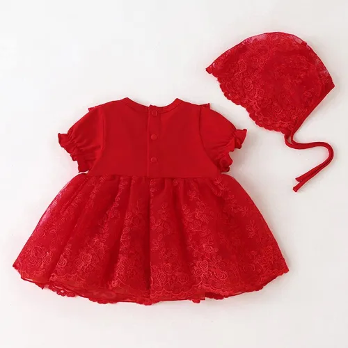 Miniatura 40 de Vestido de otoño de manga larga para niña pequeña, vestido de encaje con flores, boda, primer cumpleaños, bautizo, vestido con sombrero