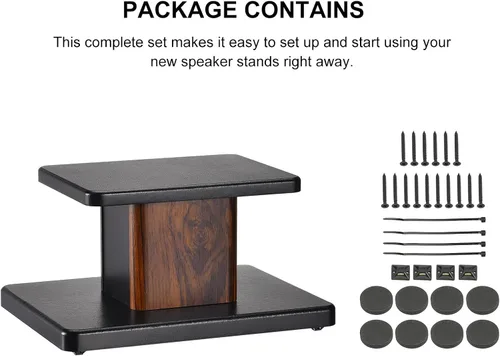 Miniatura 7 de MECCANIXITY Soportes de madera para altavoces, paquete de 2 soportes universales de 5.9 pulgadas (5.9 in) para altavoces ahuecados, audio, escucha