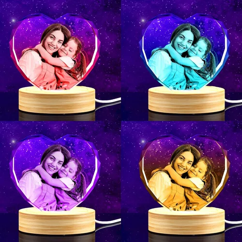 Miniatura 4 de Foto de cristal 3D – Regalos personalizados con tu propia foto para él/ella, mamá, papá, mujeres, hombres, imagen grabada con láser 3D, imagen
