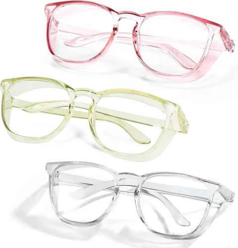 Miniatura 12 de Elegantes gafas de seguridad para mujeres y niñas, gafas anti-vaho, gafas protectoras, gafas transparentes Azul + rosa