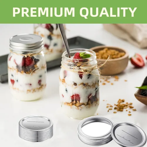 Miniatura 4 de BSL 48 tapas de conservas con anillos, tapas de tarro de masón premium para frascos de boca regular, material de grado alimenticio, 100% apto
