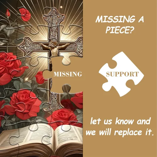 Miniatura 7 de Rompecabezas religioso cristiano para adultos de 1000 piezas, rompecabezas de Jesús de la Biblia católica, rompecabezas de flores de rosa roja