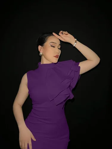 Miniatura 6 de XXTAXN - Vestido de cóctel entallado, formal, sin mangas y con volados para mujer, vestido de tubo por debajo de la rodilla