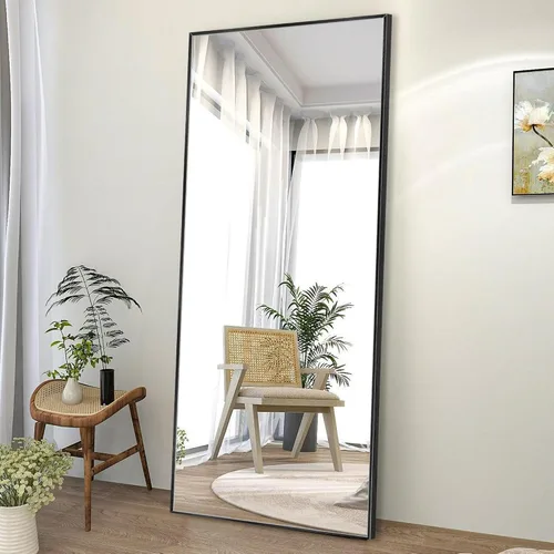 Miniatura 9 de EOGOW Espejo de cuerpo completo de 65 x 22 pulgadas, vidrio templado inastillable, espejo de longitud completa con soporte, para colgar, inclinado
